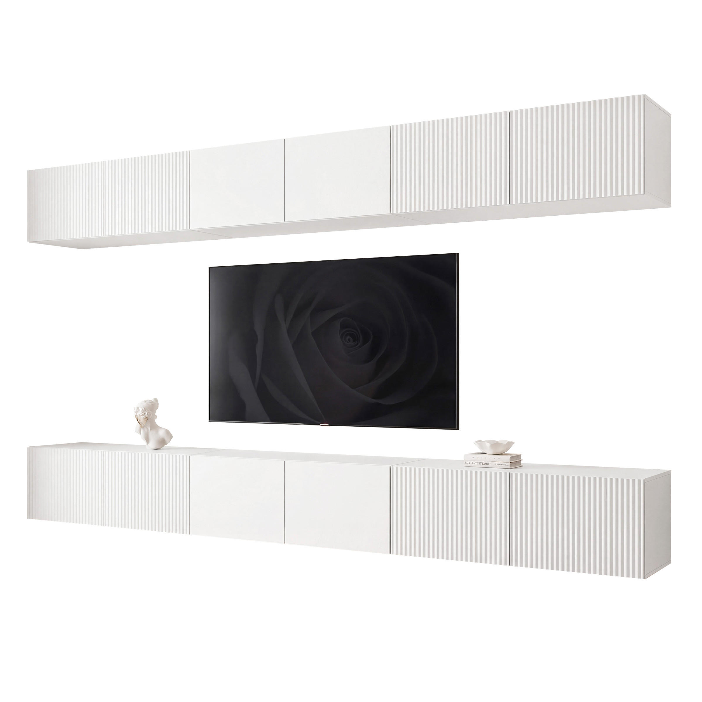 TV-LOWBOARD ANGEL IX mit LED-Beleuchtung, 300 cm Weiß matt - Weiß, Holzwerkstoff (300/36/40cm) - Idohome