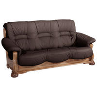 SOFA 3-Sitzer Katlin Bezug Echtleder Eiche rustikal P43 / braun - Braun, Leder (205/95/95cm) - 58aufmkessel