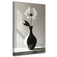 BILD auf Leinwand, Weiße Blume in einer schwarzen Vase - Schwarz, Textil (30/45cm) - Feeby