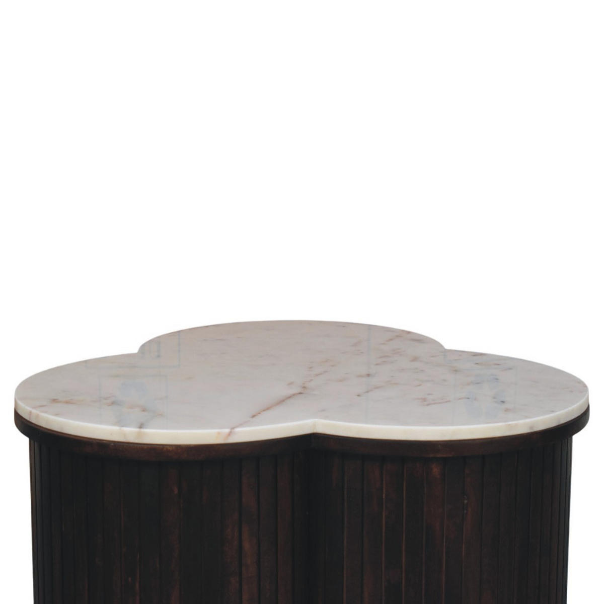 COUCHTISCH mit Samt-Mokka-Finish, Marmor, weiß und dunkelbraun - Dunkelbraun, Holz (82/82/42cm) - Artisan Furniture