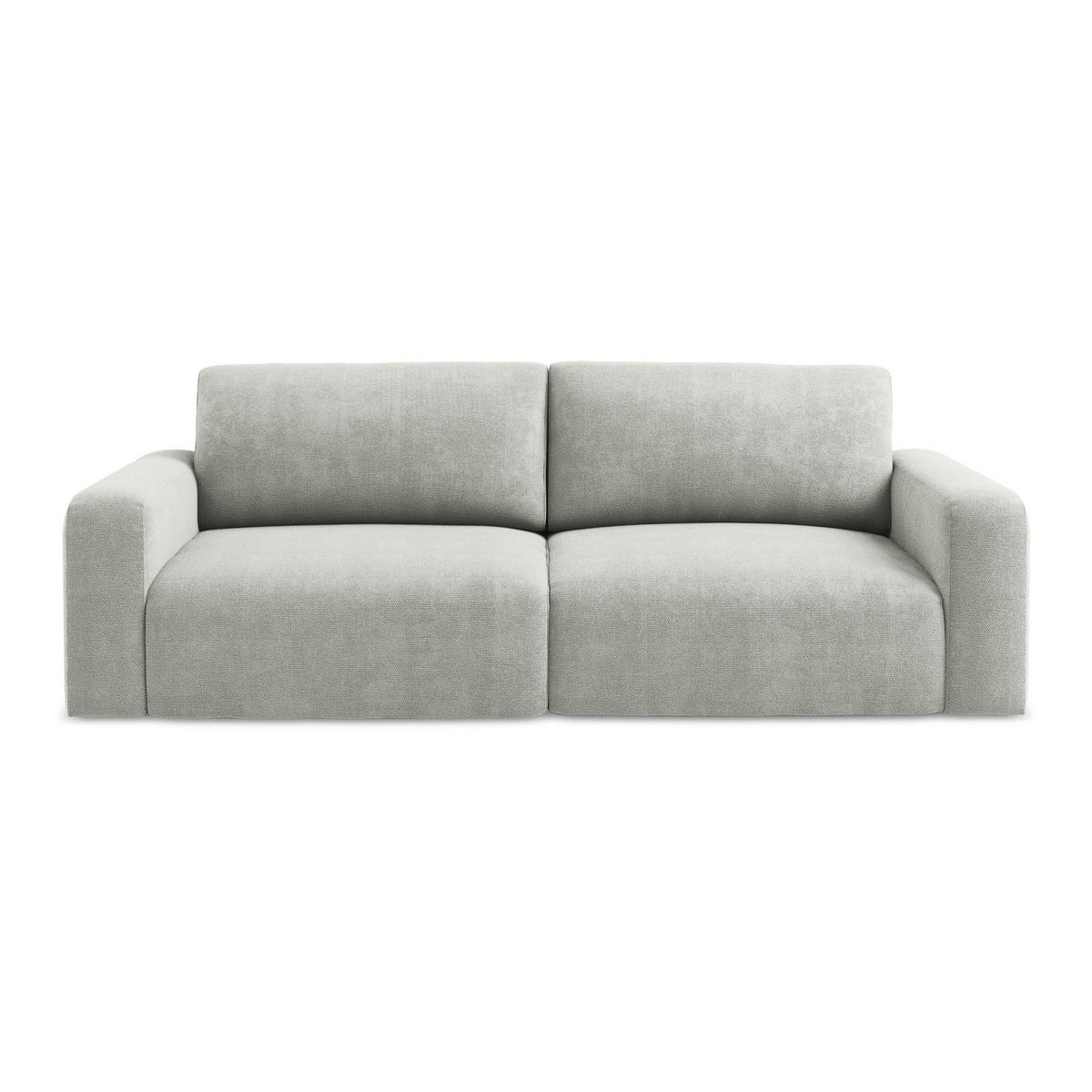 3-SITZER SOFA mit Schlaffunktion Chenille Stoff Grau - Hellgrau/Schwarz, Kunststoff/Textil (244/79/102cm) - LaMiaSofa