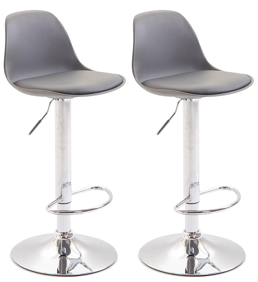 BARHOCKER 2er Set Lederlook grau - Chromfarben/Grau, Kunststoff/Textil (39/82/43cm) - CLP
