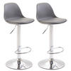 BARHOCKER 2er Set Lederlook grau - Chromfarben/Grau, Kunststoff/Textil (39/82/43cm) - CLP