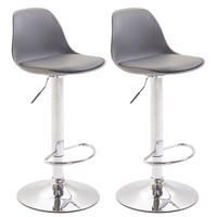 BARHOCKER 2er Set Lederlook grau - Chromfarben/Grau, Kunststoff/Textil (39/82/43cm) - CLP