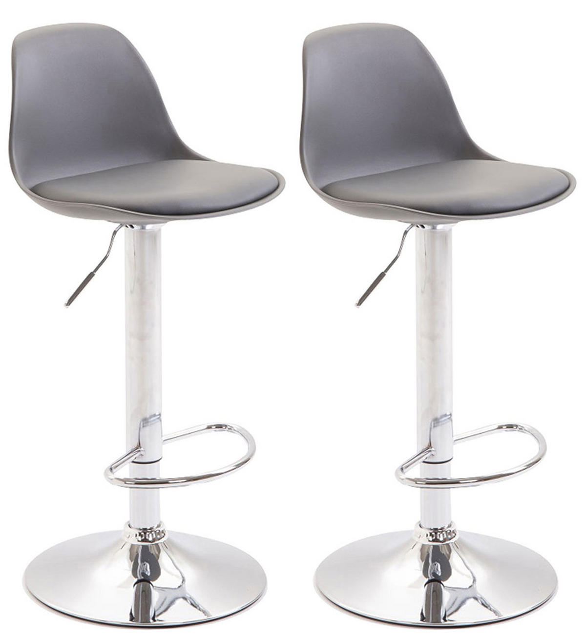 BARHOCKER 2er Set Lederlook grau - Chromfarben/Grau, Kunststoff/Textil (39/82/43cm) - CLP