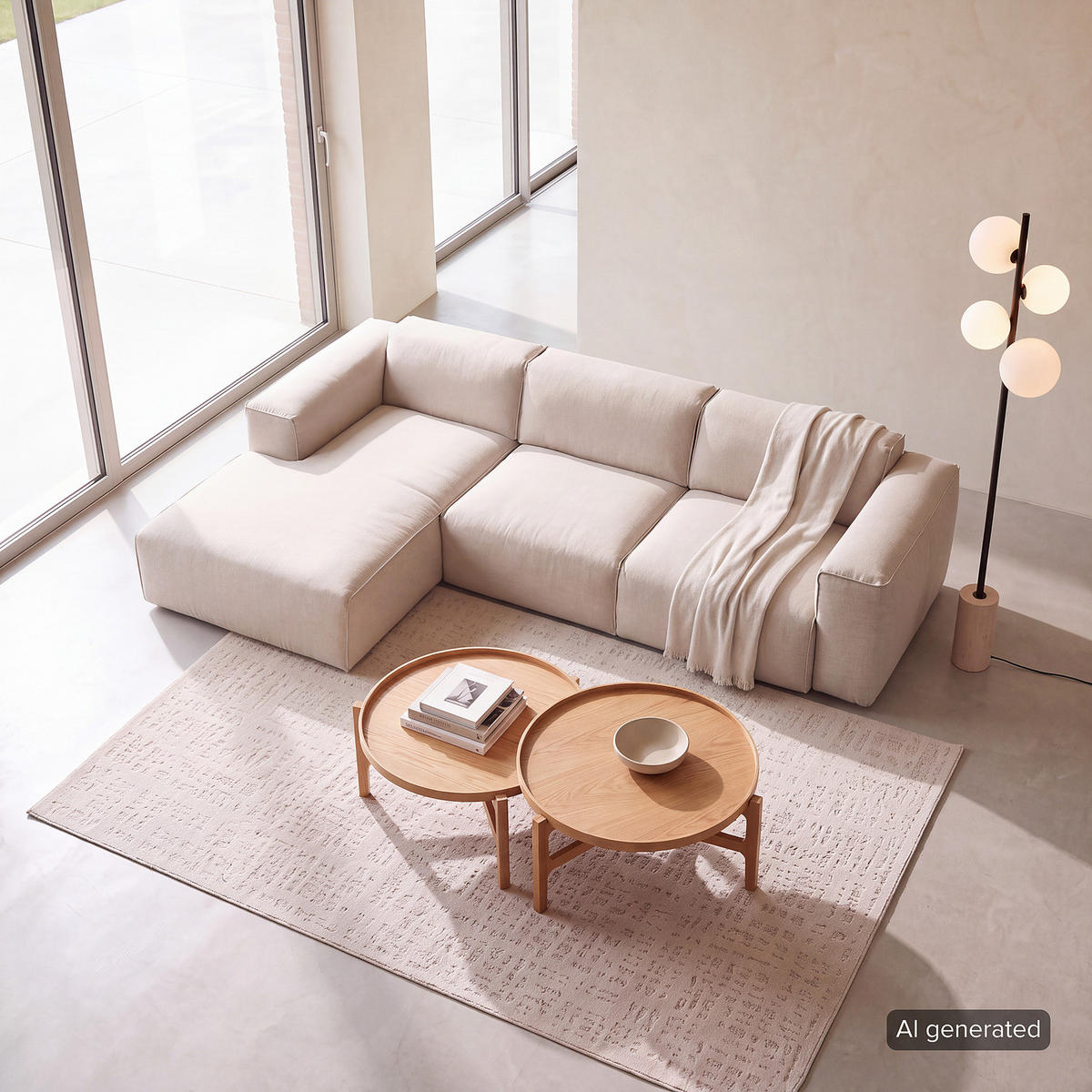 3-SITZER ECKSOFA mit Longchair - Beige/Schwarz, Kunststoff/Textil (284/173cm) - home24