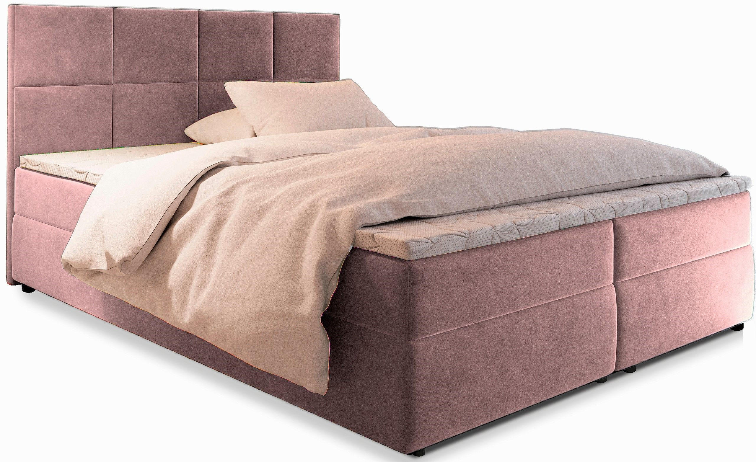 BOXBETT LENA 160x200 cm mit Matratze und Topper - Rosa - Rosa, Holz (140/200cm) - MASSENO