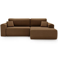 ECKSOFA Belvio Braun Rechts - Schwarz/Braun, Holz/Textil (257/177cm) - Graingold