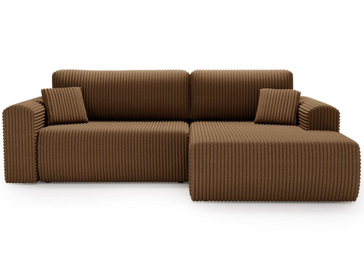 ECKSOFA Belvio Braun Rechts - Schwarz/Braun, Holz/Textil (257/177cm) - Graingold