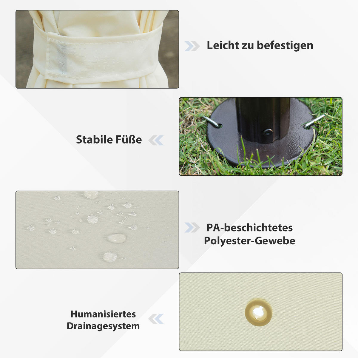 PAVILLON Gartenpavillon Fest Partyzelt Doppeldach Gartenzelt 3x4m Creme - Creme, Metall (400/280/300cm) - Outsunny