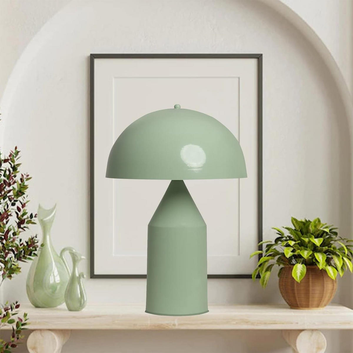 TISCHLEUCHTE Pilzlampen 50/30 - Mintgrün, Metall (30/50cm) - Bamyum
