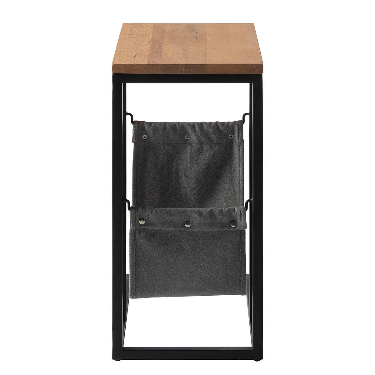 BEISTELLTISCH mit Ablage - Eiche massiv / Eisen - Eiche / Schwarz - Schwarz/Braun, Holz/Metall (30/50/60cm) - home24