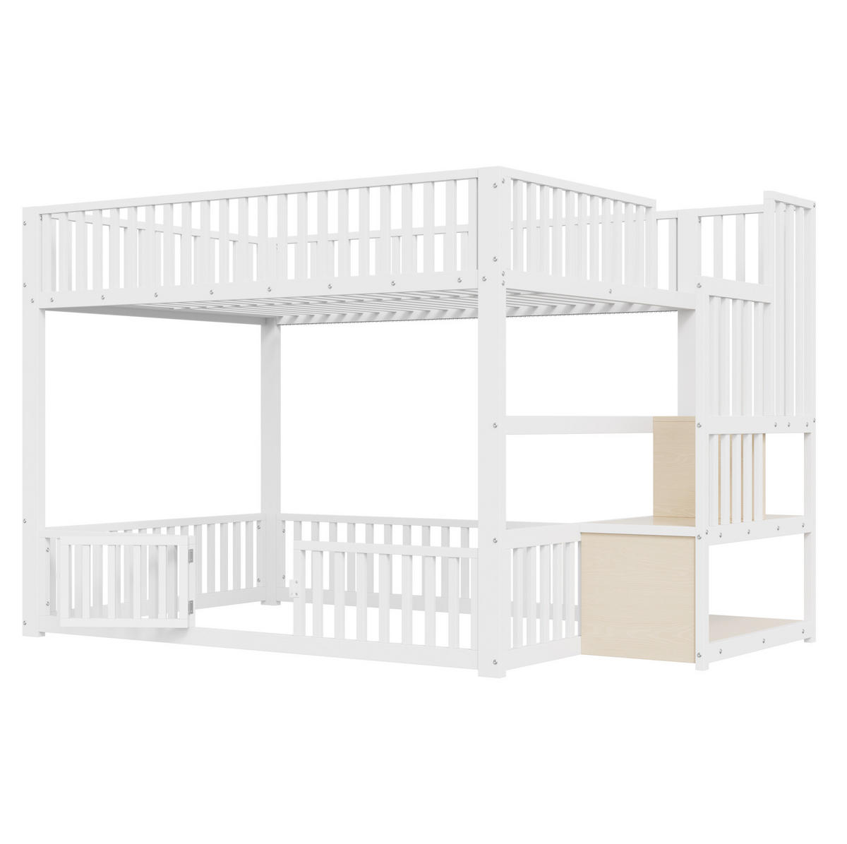 ETAGENBETT 140/200 cm weiß aus Metall und MDF mit LED - Weiß, Holzwerkstoff (140/200cm) - OKWISH