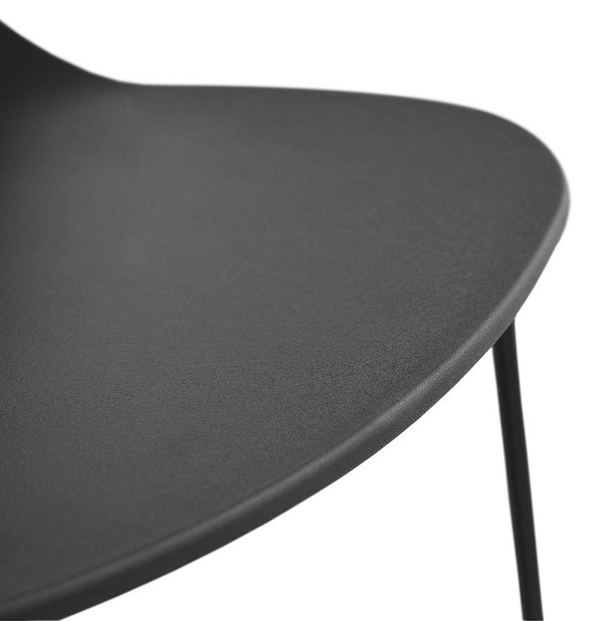 BARHOCKER Kunststoff Metall Sitzhöhe 65.5cm Stapelbar Rückenlehne QUIRON MINI, Schwarz 51,5x52x101 cm - Schwarz, Kunststoff/Metall (52/101/52cm) - KADIMA DESIGN