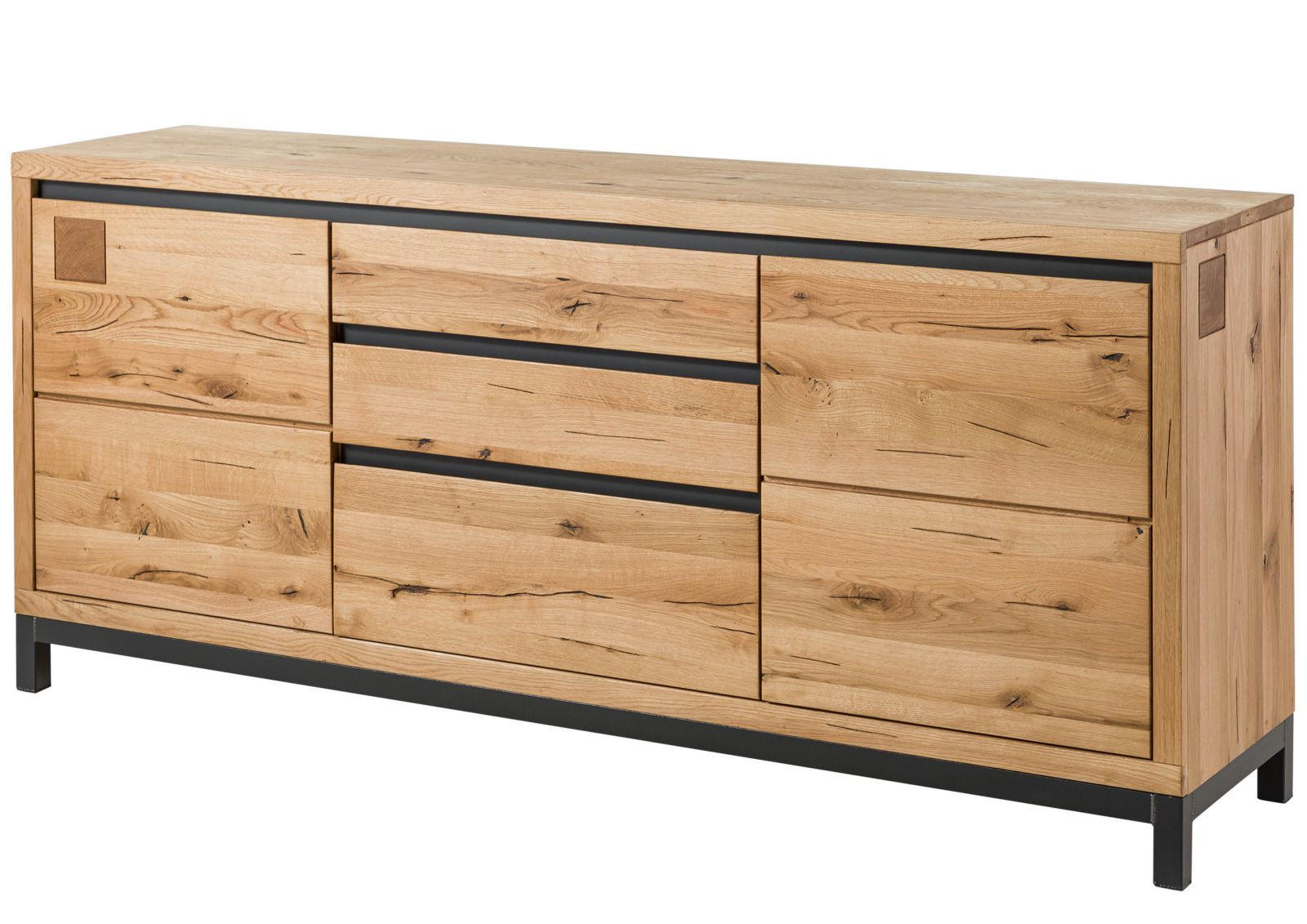 SIDEBOARD Wildeiche 190x45x85 natur geölt VILLANDERS #151 - Braun, Holz (190/85/45cm) - Massivmoebel24
