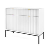 SIDEBOARD Eternas 2T 2S Weiß 104/83/39 cm – schwarze Füße, mit geriffelten Fronten - Schwarz/Weiß, Holzwerkstoff (104/83/39cm) - AX Living