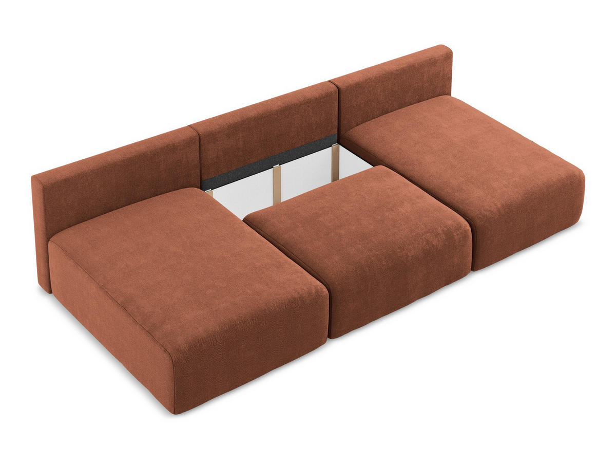 WOHNLANDSCHAFT Chenille Stoff Orange - Terra cotta/Schwarz, Kunststoff/Textil (304/79/149cm) - Makamii