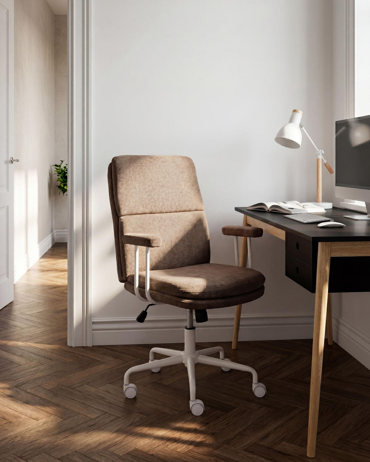 BÜROSTUHL Stoff Taupe Vero - Taupe, Textil (62/100/65cm) - Beliani