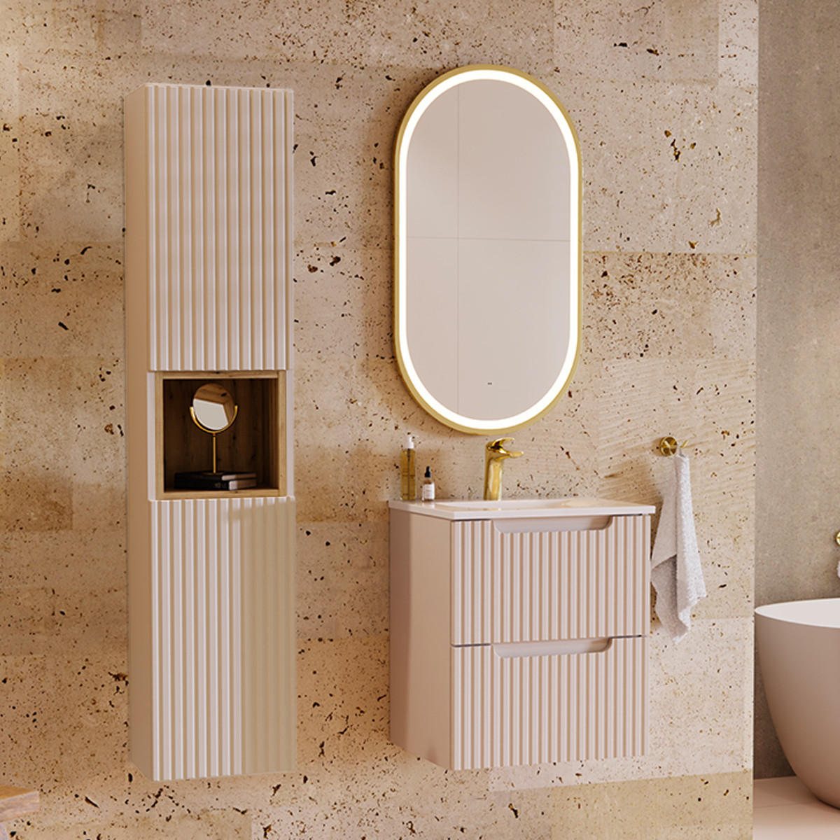 HÄNGESÄULE Riva Kaschmir - Beige, Holzwerkstoff (30/140/25cm) - Petits-meubles