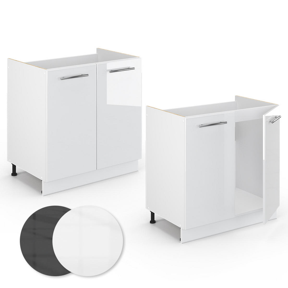 SPÜLENUNTERSCHRANK Fame-Line Weiß Hochglanz 80 cm ohne AP - Weiß Hochglanz/Weiß, Holzwerkstoff (80/82/51.6cm) - Vicco