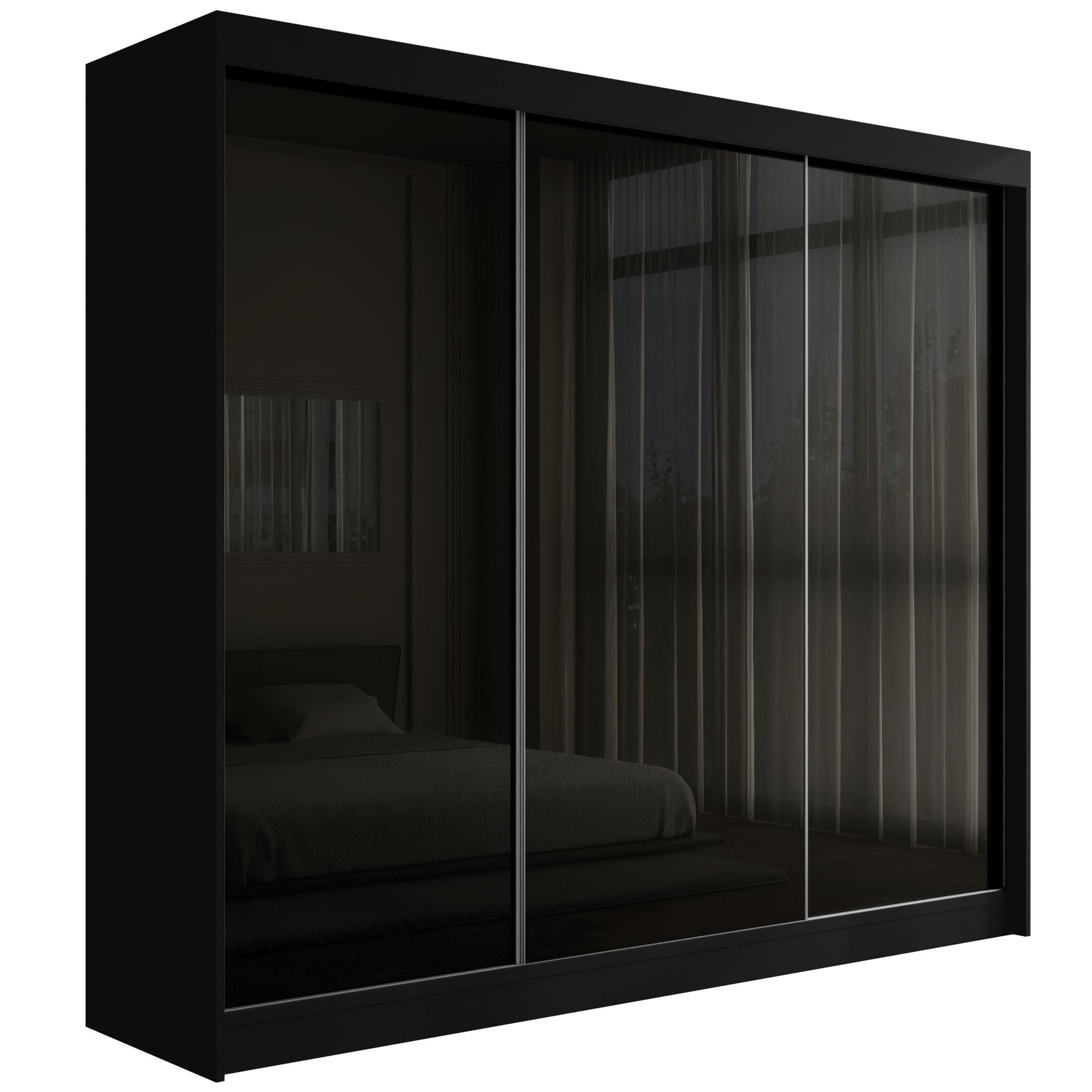 KLEIDERSCHRANK PEKA - 250 cm - Schwarz - Schwarz, Holzwerkstoff (250/215/61cm) - ALTDECOR
