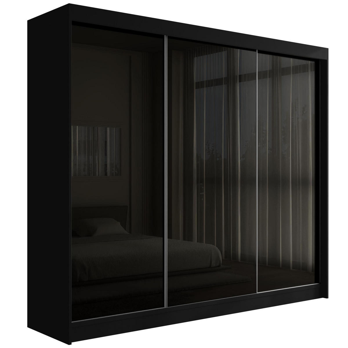 KLEIDERSCHRANK PEKA - 250 cm - Schwarz - Schwarz, Holzwerkstoff (250/215/61cm) - ALTDECOR