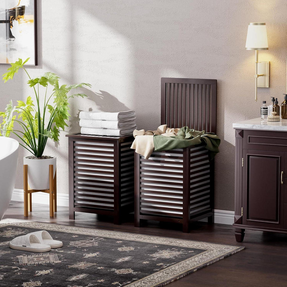 WÄSCHEKORB Bambus Braun 47 x 47 x 65 cm - Braun, Naturmaterialien (65/65/47cm)