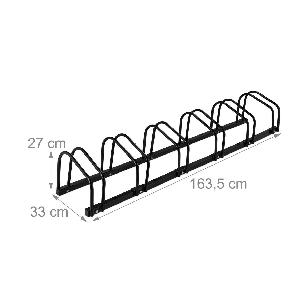 FAHRRADSTÄNDER Schwarz für 6 Fahrräder - Schwarz, Metall (163.5/27/33cm) - Relaxdays