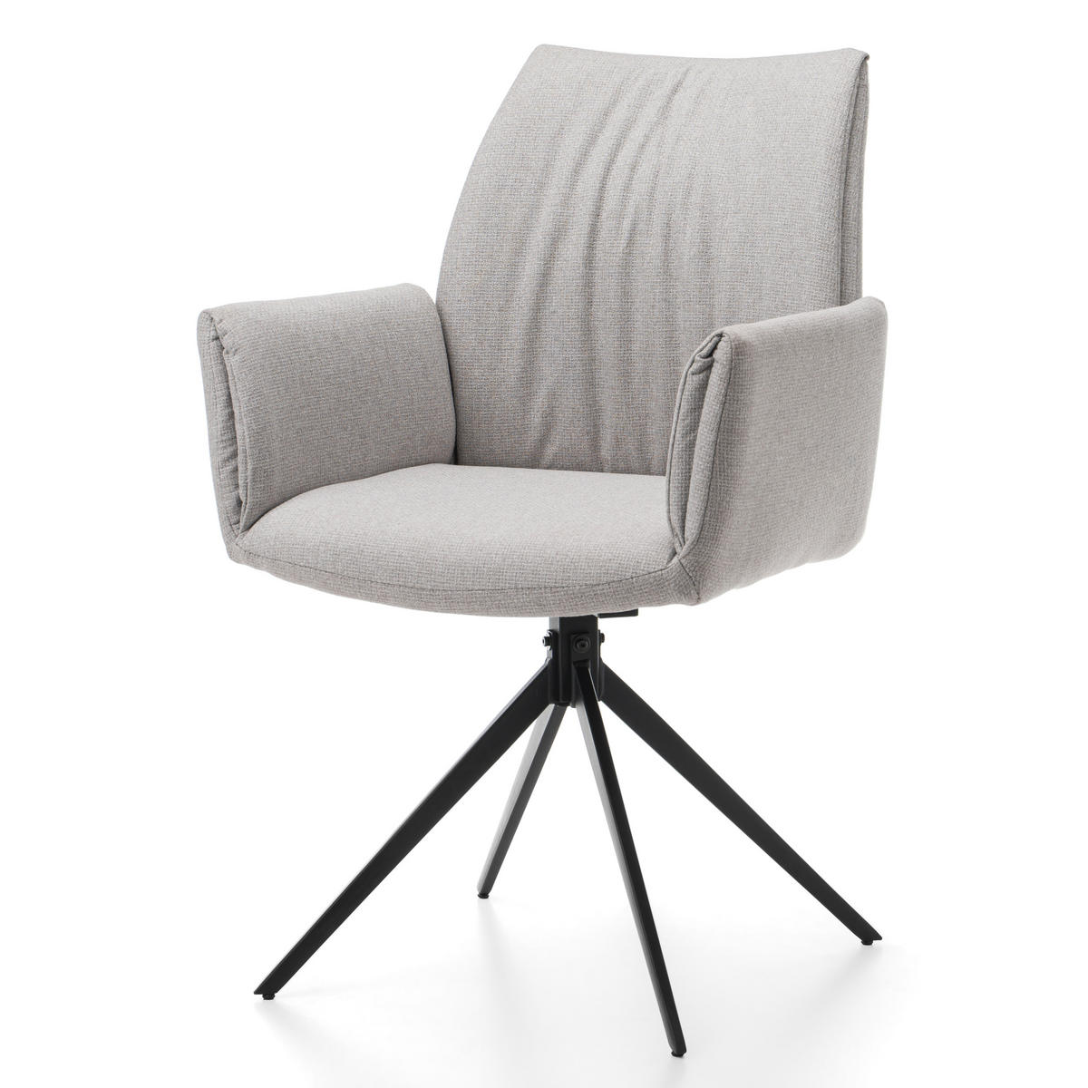 STUHL PRATO gepolstert mit Steppung - grau - Chenille - Schwarz/Grau, Textil/Metall (60/89/63cm) - NEW HOME