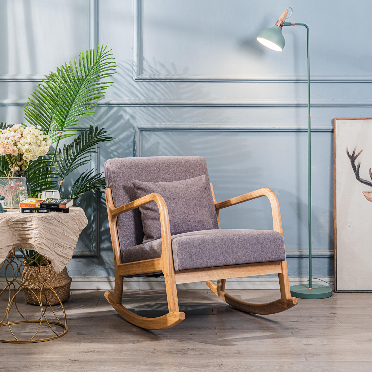 SCHAUKELSTUHL Holz Grau - Grau, Holz (64/80/88cm) - Nordlys