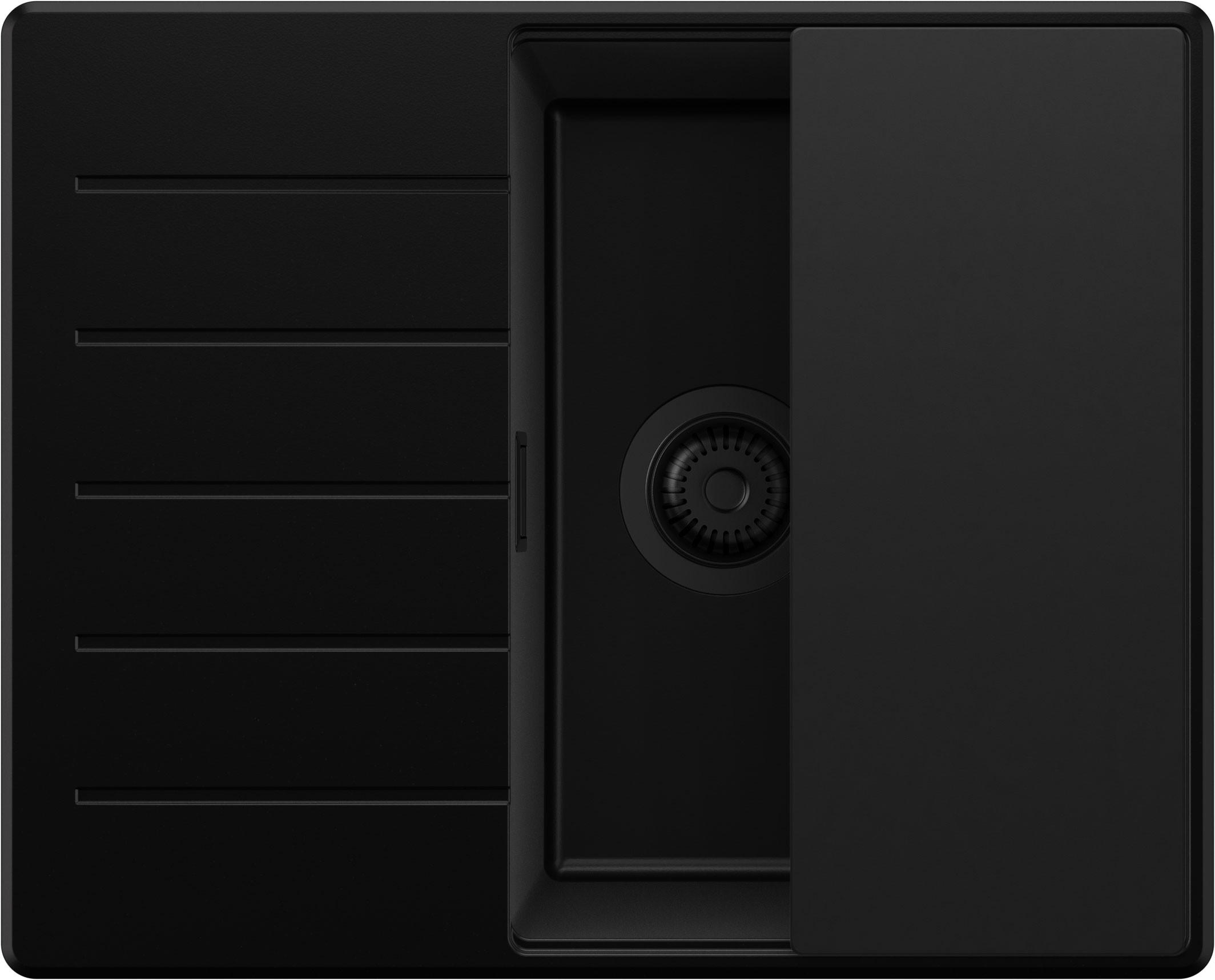 SPÜLBECKEN Kopenhagen, 2-er set Alles Schwarz 62/50 cm 1 Becken + Ablauf-Set + Schneidebrett ab 45er Unterschrank - Schwarz, Kunststoff (62/20/50cm) - Primagran