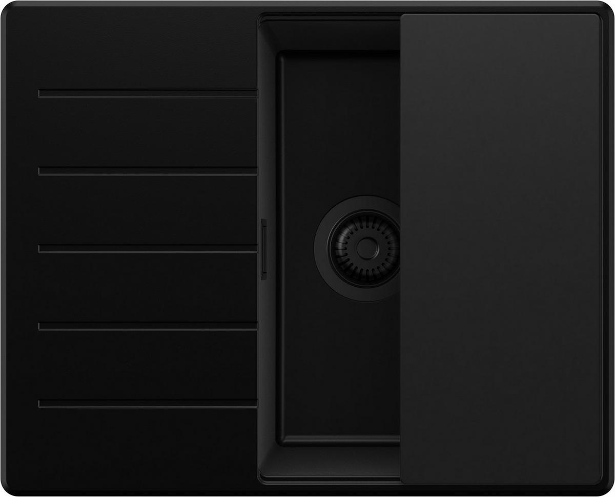 SPÜLBECKEN Kopenhagen, 2-er set Alles Schwarz 62/50 cm 1 Becken + Ablauf-Set + Schneidebrett ab 45er Unterschrank - Schwarz, Kunststoff (62/20/50cm) - Primagran