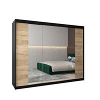 SCHWEBETÜRENSCHRANK 200/250/62 3-türig - Silberfarben/Schwarz, Holz/Kunststoff (250/200/62cm) - Abiks Möbel