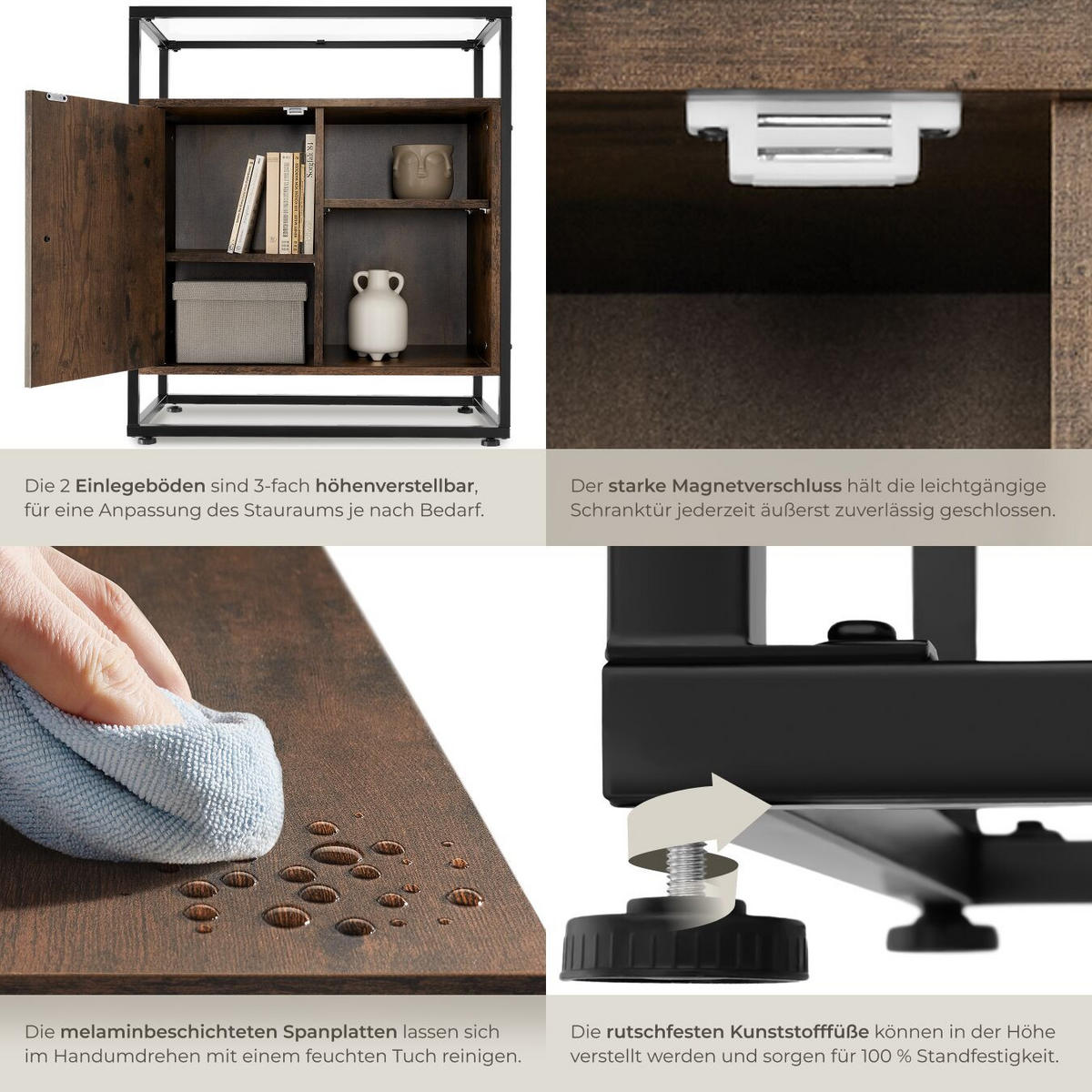 KOMMODE Conventry, 70 x 38 x 80,5 cm, Industrial Holz dunkel, rustikal - Rostfarben, Holzwerkstoff (70/38/80.5cm) - tectake