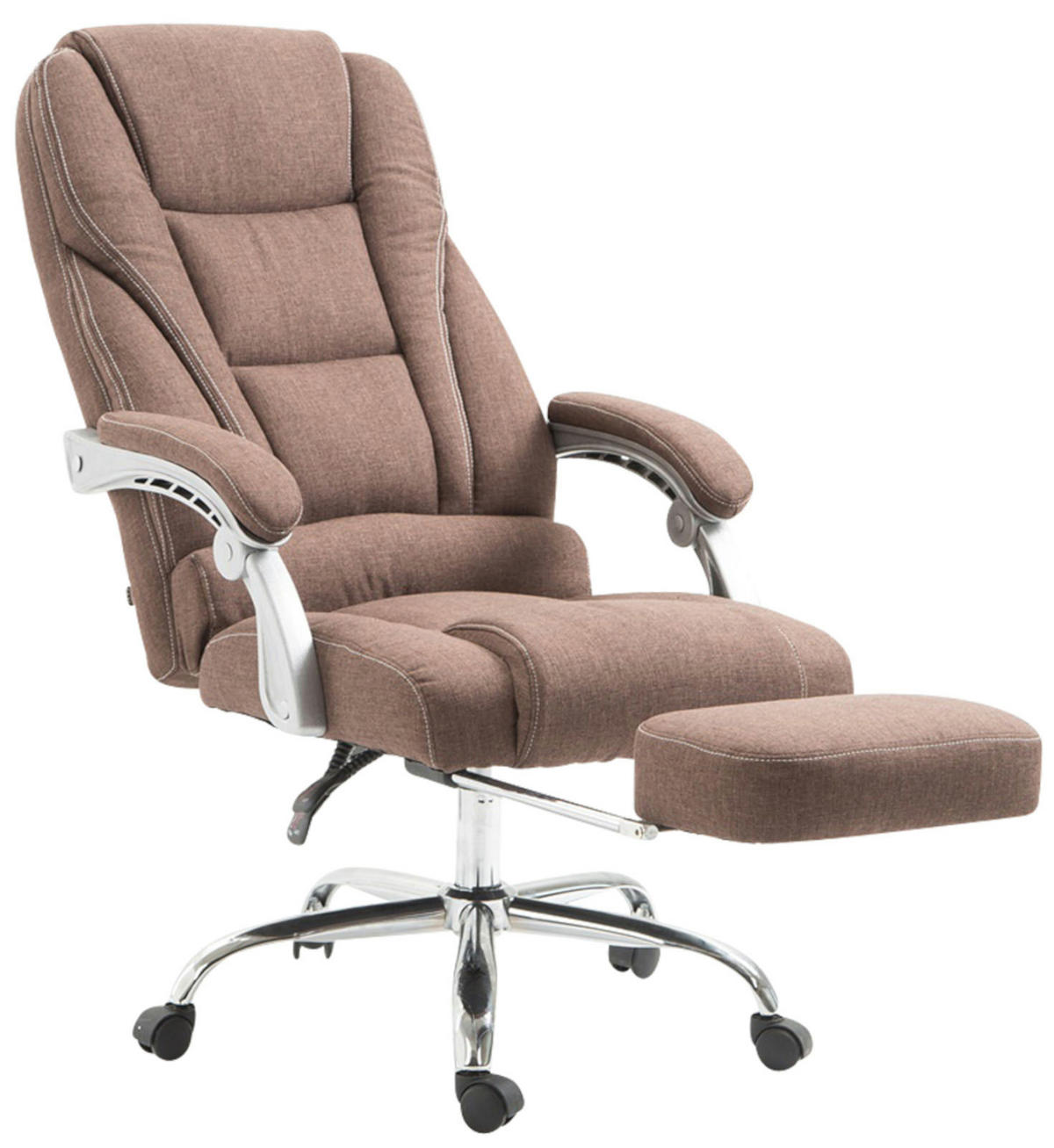 CHEFSESSEL Stoff braun - Chromfarben/Braun, Textil/Metall (68/118/64cm) - CLP