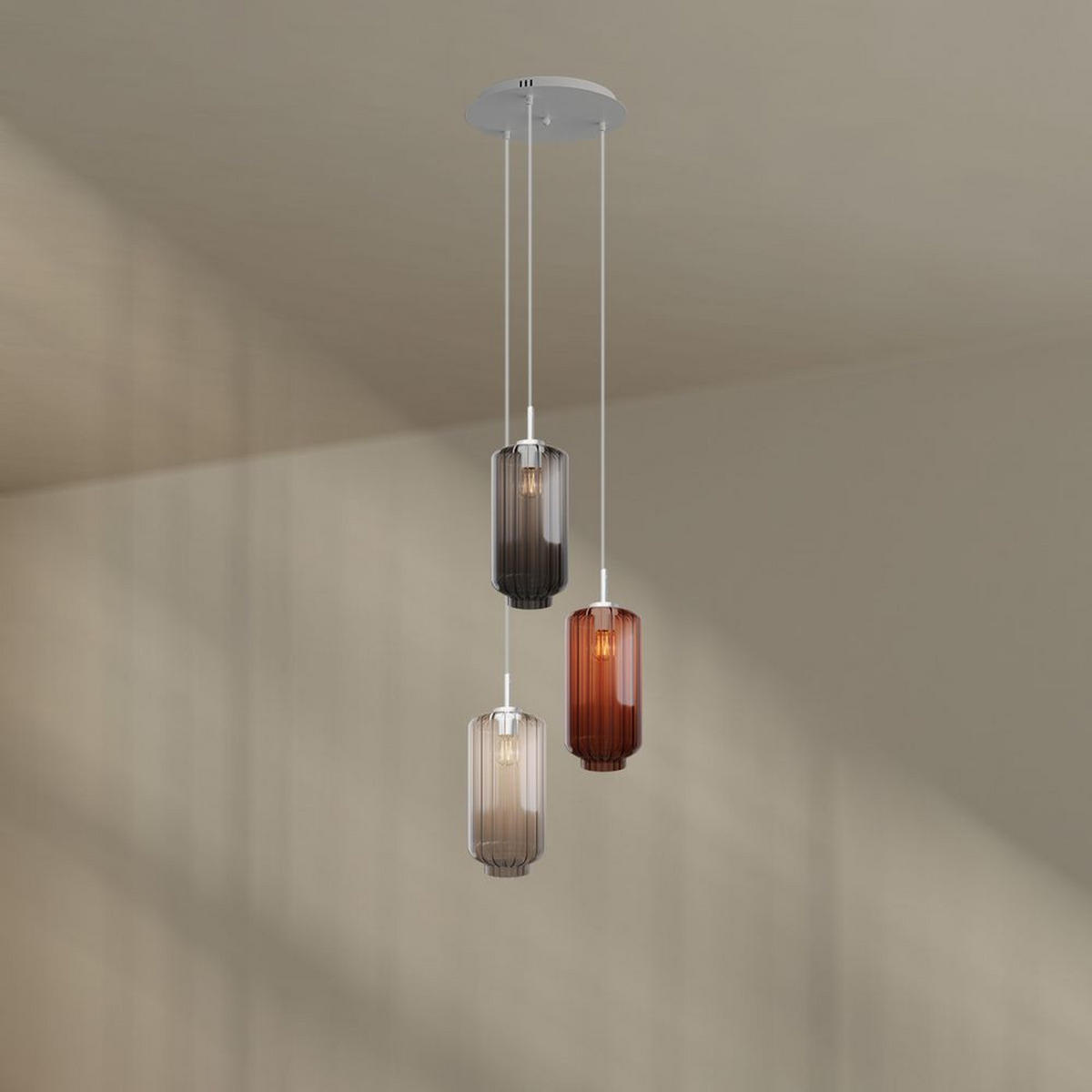 GALERIELEUCHTE Velo 3-flammig Mehrfarbig Ø 18cm - Multicolor/Weiß, Glas (18/18/33cm) - s.luce
