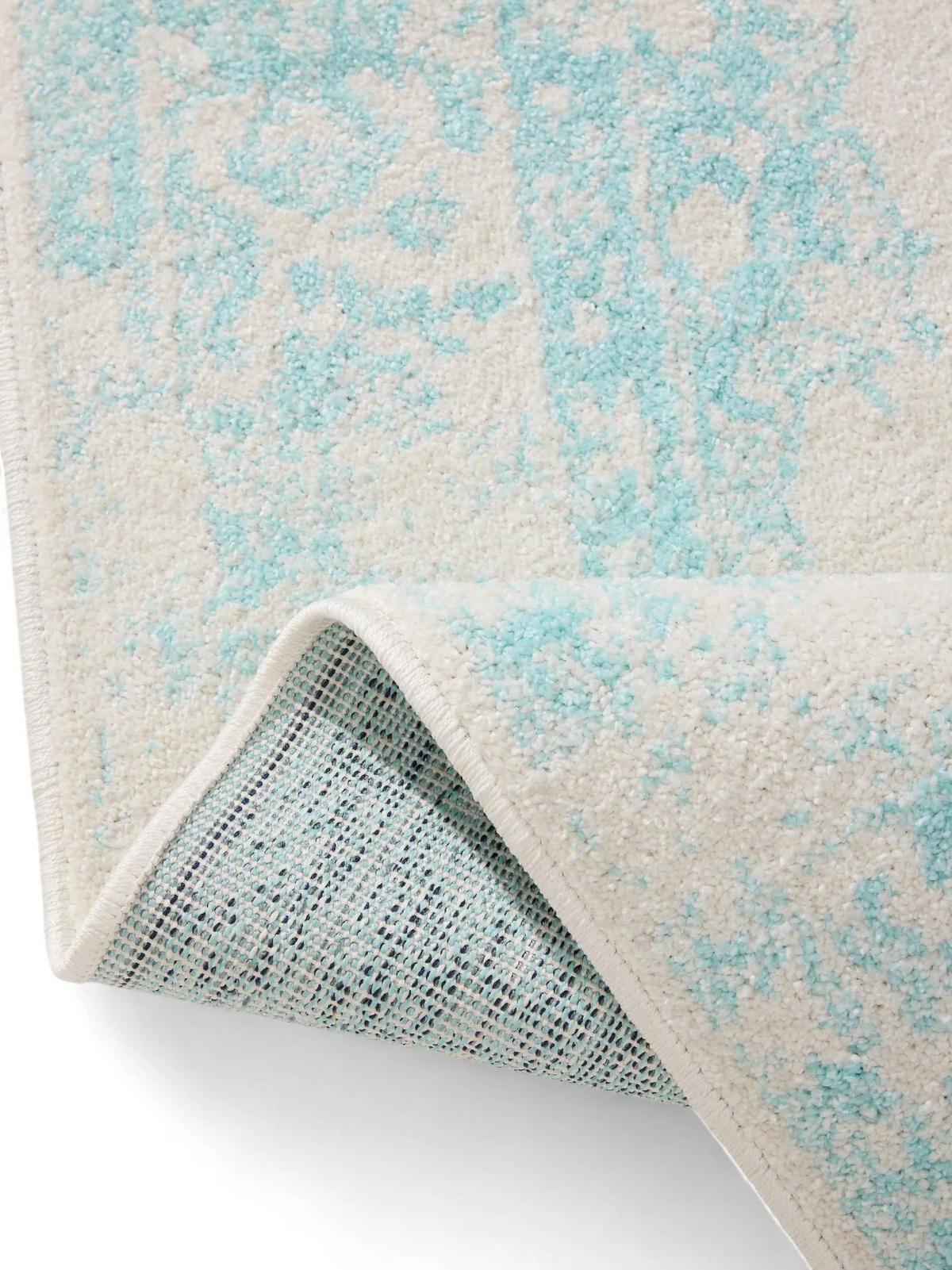 VINTAGE-TEPPICH Sia 140/200 cm - Türkis/Creme, Kunststoff (140/200cm) - benuta