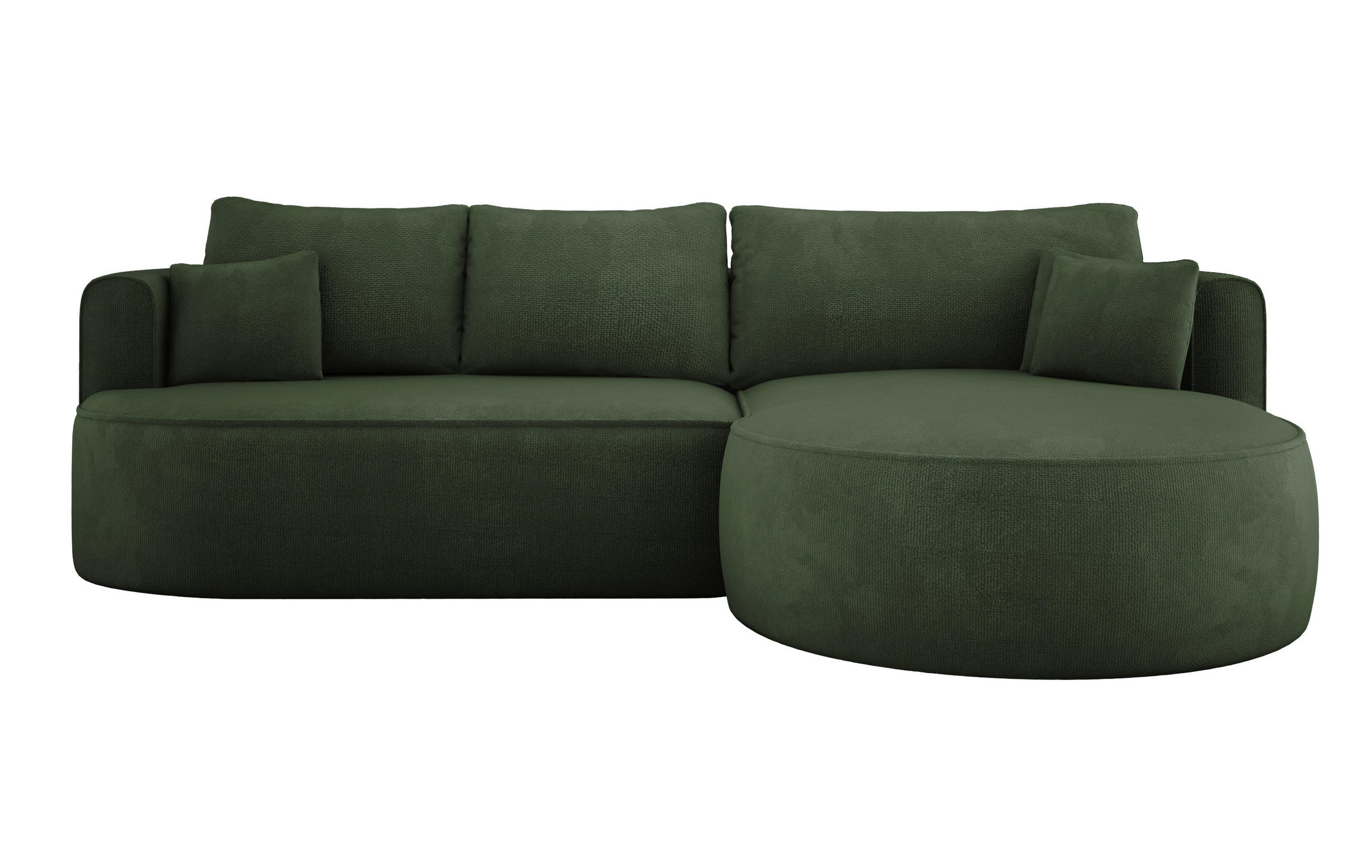 ECKSOFA FIORE-L Moderne Ausziehbare Schlaf-Funktion, automatischer Auffaltung, lose Rückenkissen freistehend RECHTS 284x183x82 cm Forest green - Waldgrün, Holz/Textil (284/183cm) - DomoHome
