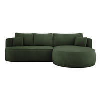 ECKSOFA FIORE-L Moderne Ausziehbare Schlaf-Funktion, automatischer Auffaltung, lose Rückenkissen freistehend RECHTS 284x183x82 cm Forest green - Waldgrün, Holz/Textil (284/183cm) - DomoHome