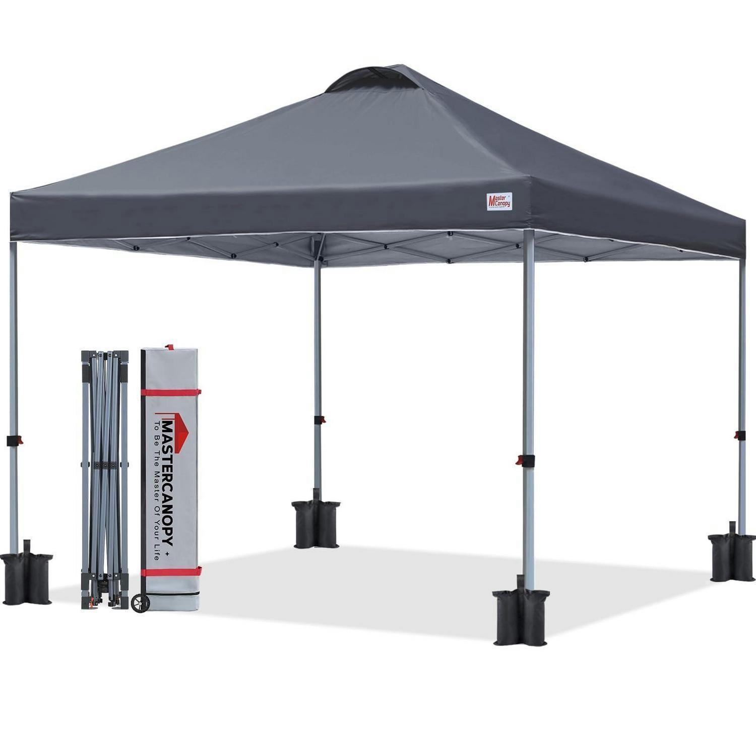 PAVILLON 3x3 Schnellaufbau 3-fach höhenverstellbar UPF50+ wasserabweisend Darkgrau - Anthrazit, Textil (305/282/305cm)