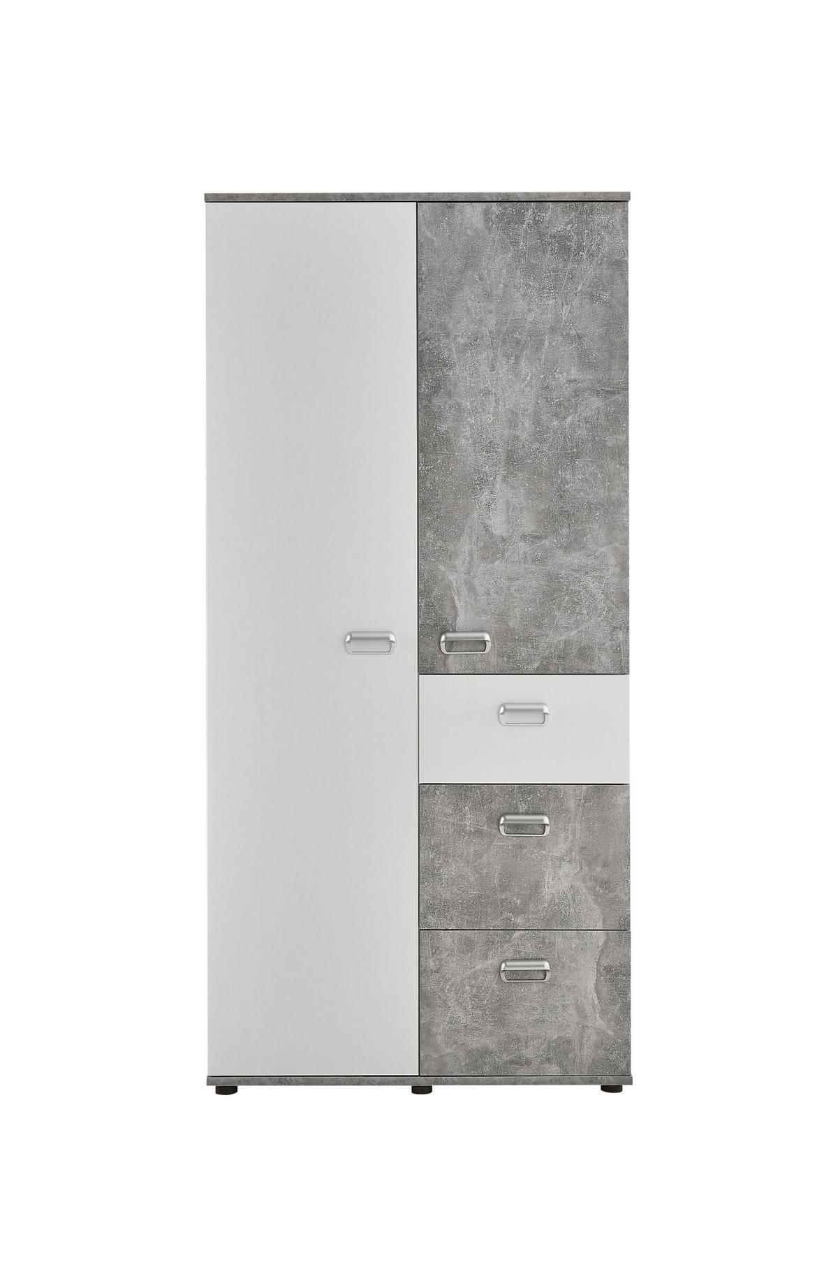 BABYZIMMER Matino in Beton hell und Weiß 4teilig - Grau, Holzwerkstoff (120/200/80cm)