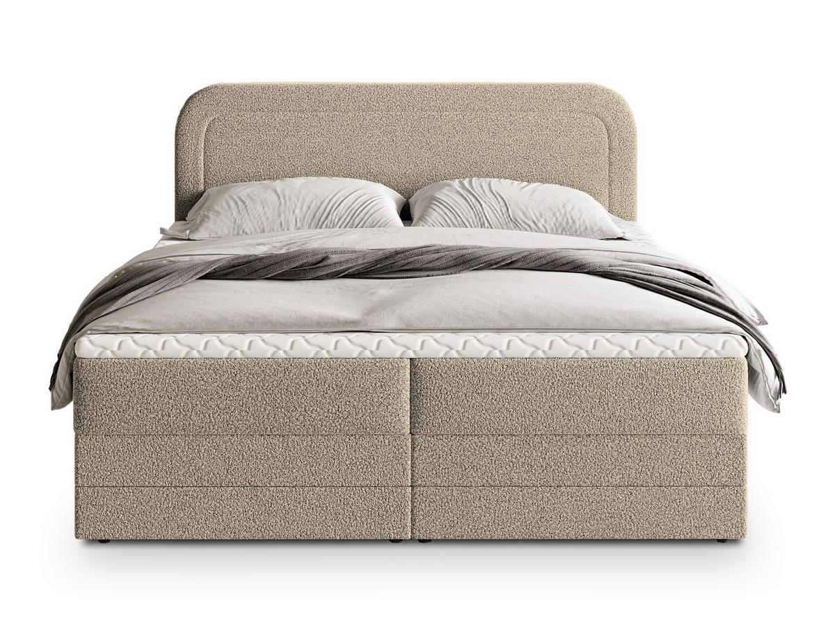 POSTEL BOXSPRING ARMEL 160x200 cm, s matrací a úložným prostorem, béžová - béžová, kompozitní dřevo/textil (160/200cm) - MASSENO