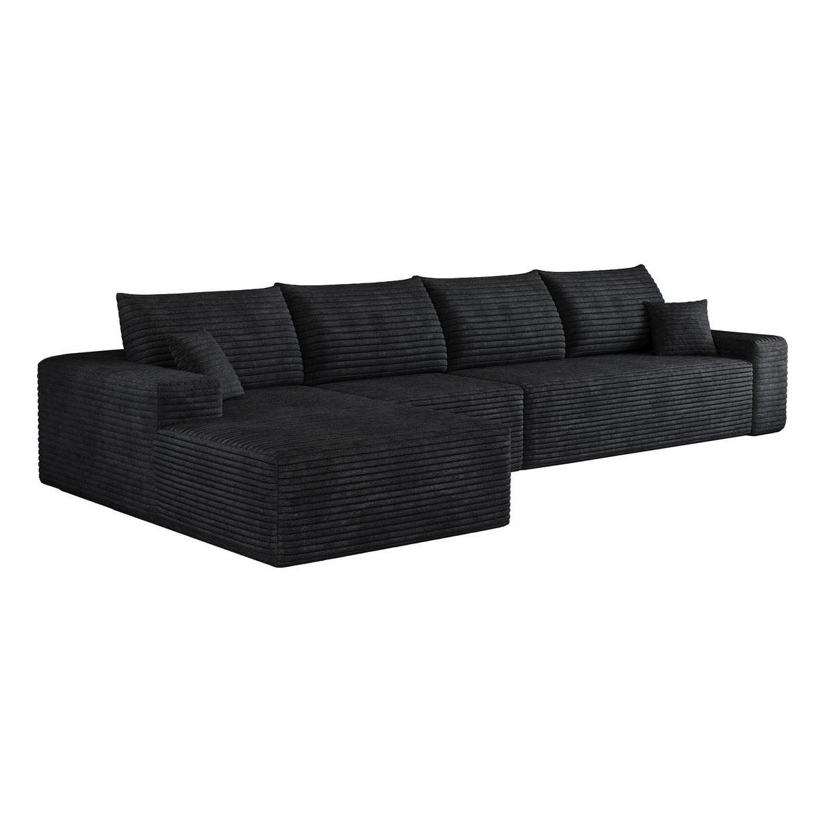 SOFA modular 340 cm Schwarz, ohne Montage - Schwarz, Kunststoff (175/270cm) - Meubliv