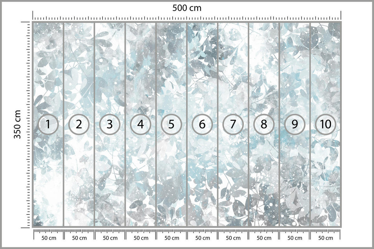 FOTOTAPETE für Wohnzimmer Blätter Abstraktion 500x350 - Blau/Weiß, Papier (500/350cm) - Muralo