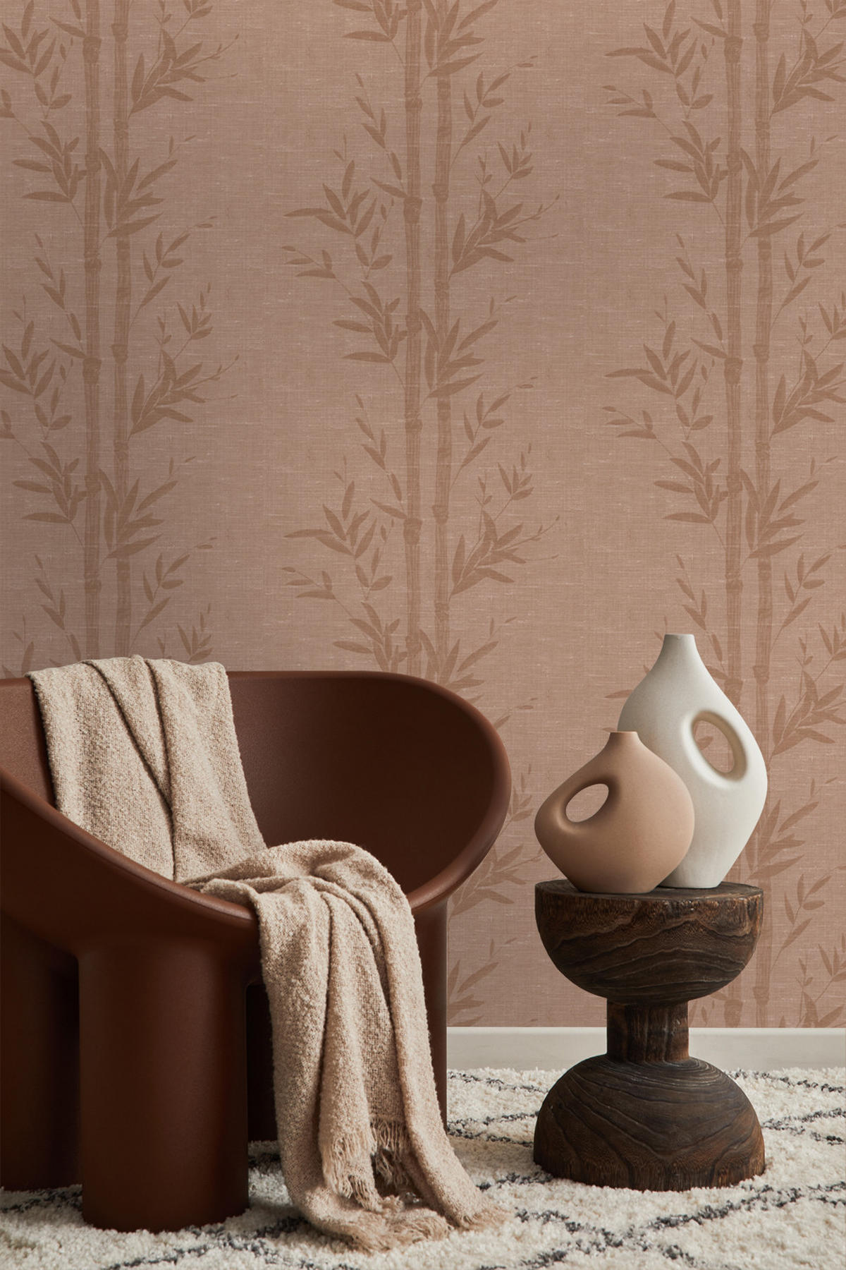 TAPETE Bambusmuster 50 x 900 cm - Terracotta, Papier (50/900cm) - Origin Wallcoverings