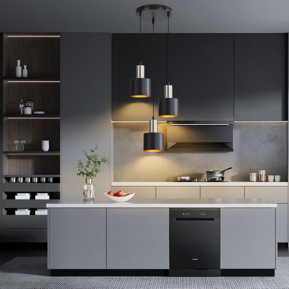 PENDELLEUCHTE Michael 22/12/173.5 cm - Schwarz, Metall (22/12/173.5cm) - ZMH