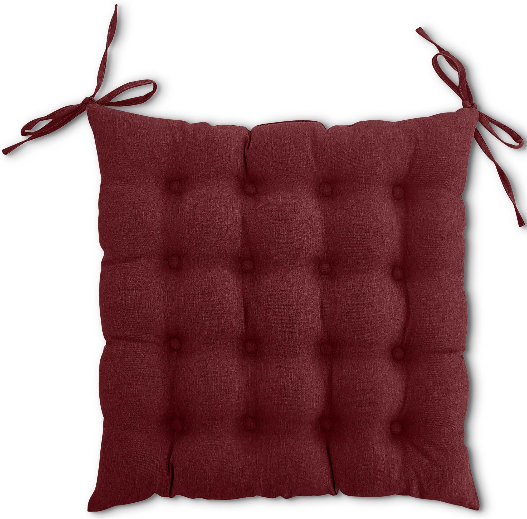 SITZKISSEN 16-Punkt dunkelrot 40/40 cm mit Steppung und Halte-Bändern - Bordeaux, Textil (40/40/4cm) - wometo
