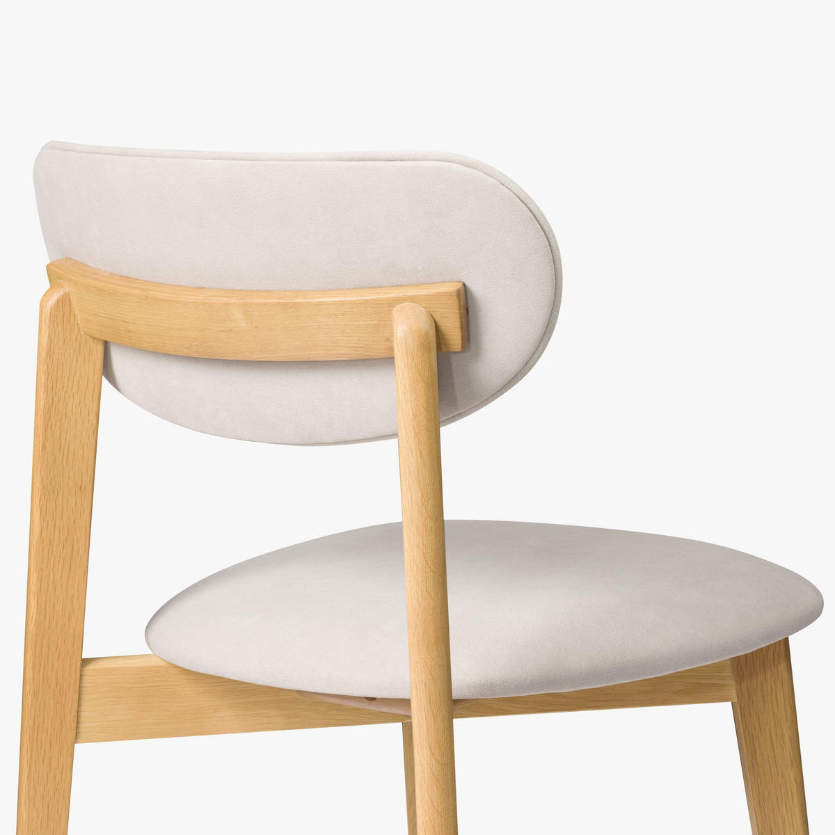 ESSZIMMERSTUHL Theo 2er Set, Natur Eiche + beiger Stoff - Creme, Holz (48.5/79/53.2cm) - WOODEK