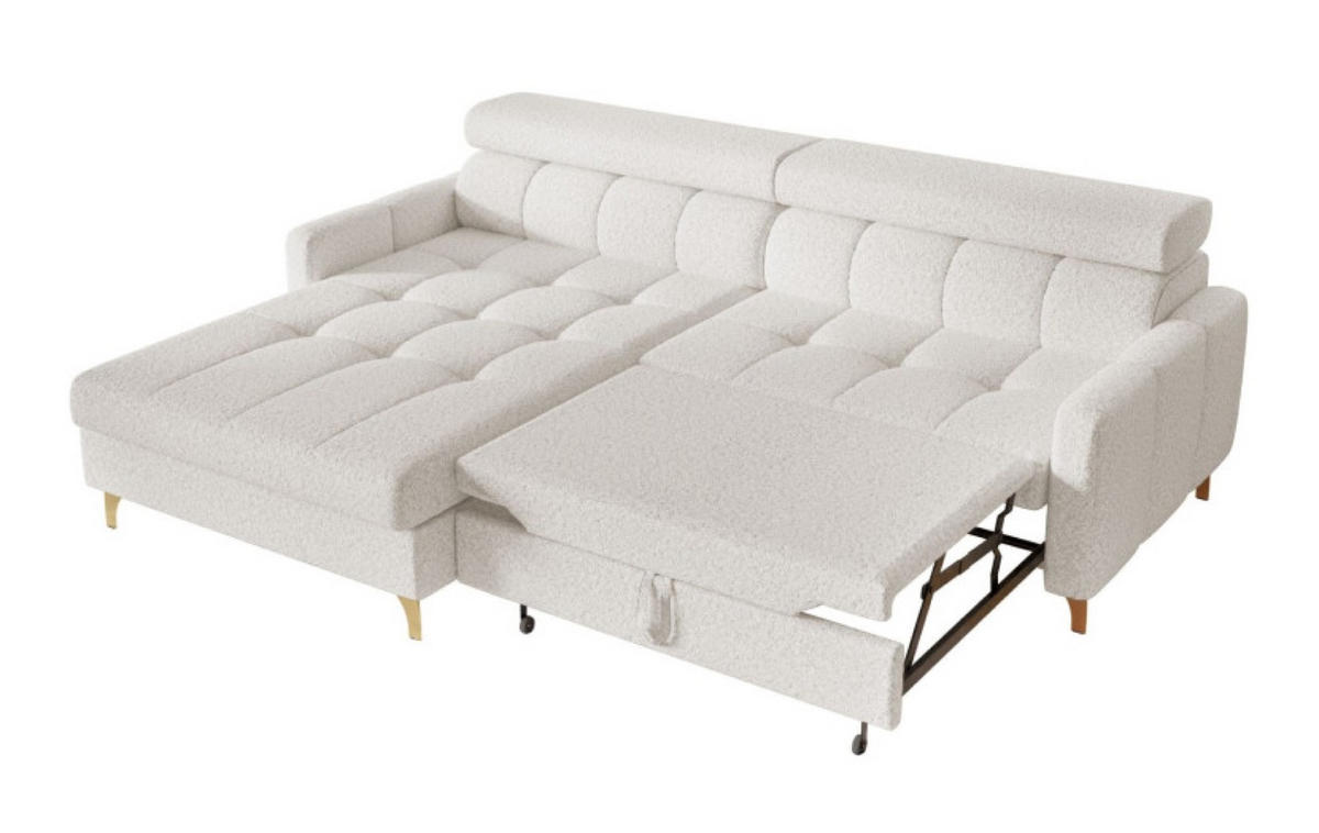 ECKSOFA Milch BAMBINO Mit Verstellbaren Kopfstützen Links - Weiß, Textil (223/174cm) - Sepro Meble