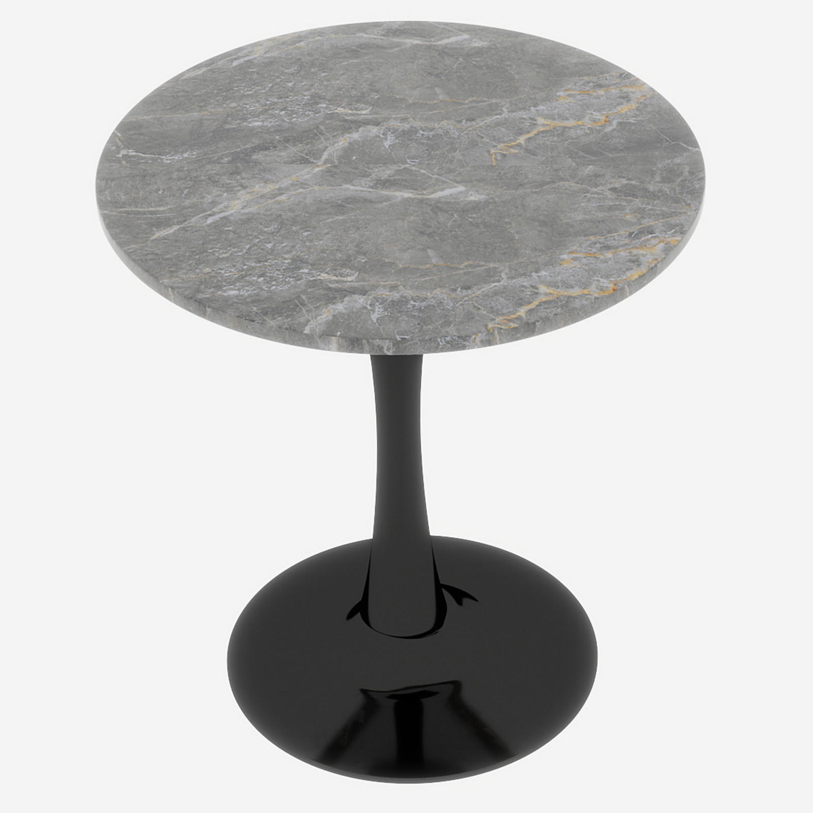 COUCHTISCH Runder Esstisch 70,1cm Schwarz Marmoroptik Mid-Century Design Für 2-4 Personen - Schwarz, Holz (70/70/72cm) - Raelunyi
